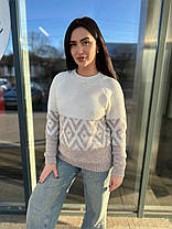 Жіночий в'язаний светр із візерунком напіввовна, фото 5