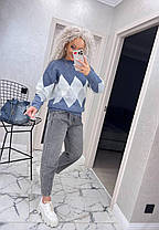 Різнобарвний теплий жіночий в'язаний светр ромб вовна, фото 4