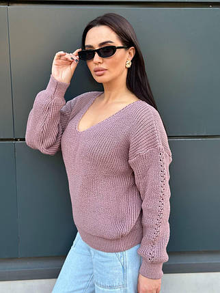 Жіночий теплий светр із декольте шерсть, фото 1