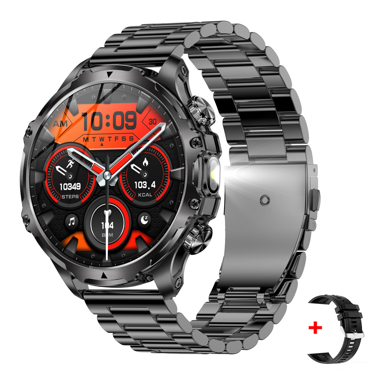 UWatch Розумний смарт годинник Smart Turbo Power Steel, 2 ремешка