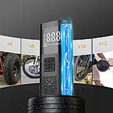 Портативний автомобільний насос 150PSI 12V з акумулятором 6000mAh — насос-повербанк для накачування шин та зарядки гаджетів, фото 2