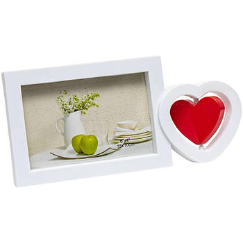 Фоторамка колаж пластикова Біла на 1 фотографію з серцем K16 розмір 26*12*2см Рамка в упаковці 2 шт