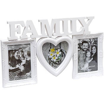 Фоторамка колаж пластикова Біла на 3 фотографії Y3302-W розмір 42*26*2см з написом Фемілі Family