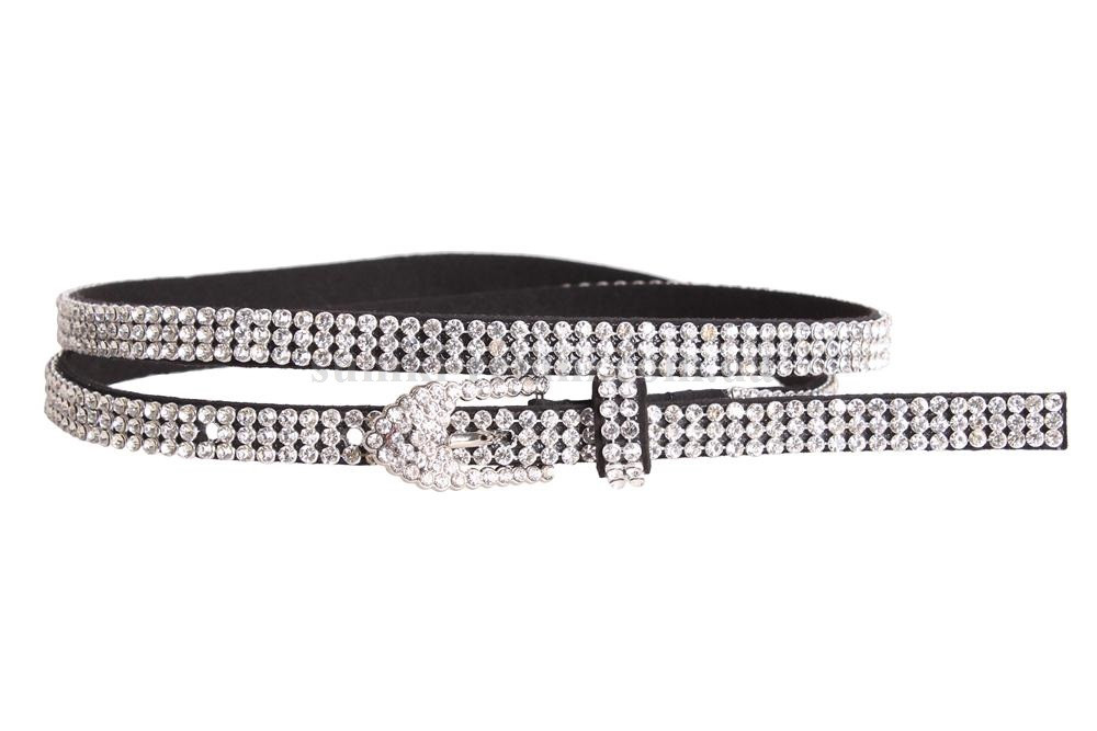 Жіночий ремінь зі стразами з натуральної шкіри ST49204 сірий, фото 1