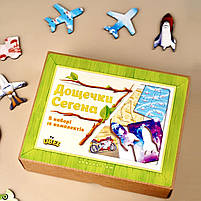 Дерев'яний пазл-сортер "Дошки Сегена: транспорт" вкладиш Ань-янь 18 дощечок 10*7,5 см (ПСФ051), фото 6