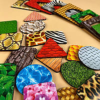 Дерев'яний пазл-сортер Дошки Сегена з візерунками - 2 (Пір'я), геометричні фігури Ань-янь 10*7,5 см (ПСД086), фото 3