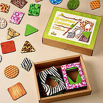 Дерев'яний пазл-сортер Дошки Сегена з візерунками - 2 (Пір'я), геометричні фігури Ань-янь 10*7,5 см (ПСД086), фото 7