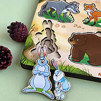 Пазл, вкладиш, більше-менше Сім`я дикі тварини Ань-янь 23*16 см (ПСД078), фото 4