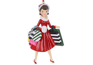 Ялинкова прикраса Дівчина на різдвяному шопінгу 14.7 см