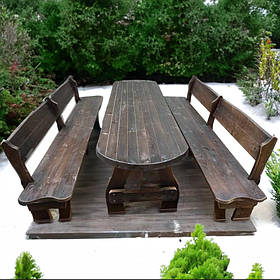 Дерев'яний садовий комплект 3м (Стіл та 2 Лавки) "Чікаого".