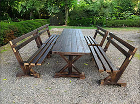 Дерев'яний садовий комплект 3м (Стіл та 2 Лавки) "Пісочний годинник".