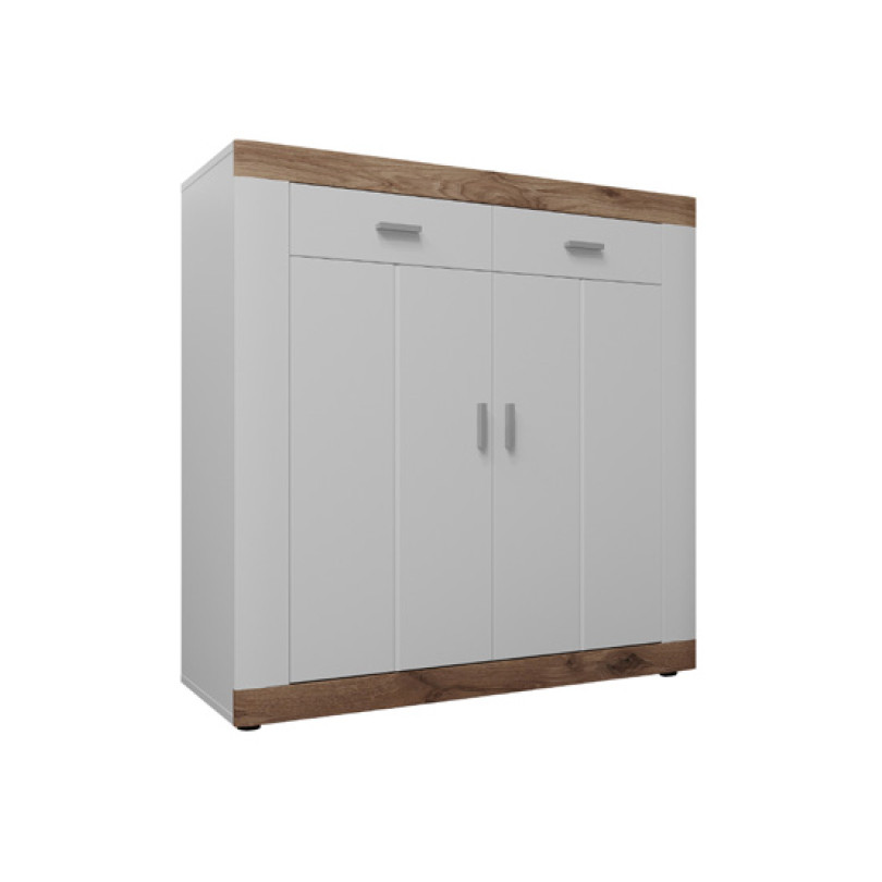 Сучасний стильний високий комод 2Д2Ш білий 1 метр з шухлядами дверцятами полицями у вітальню зал Санторіні Сокме