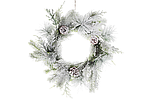 Новорічний різдвяний вінок із хвої засніжений із шишками 34 см BonaDi
