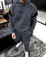 Теплий спортивний чоловічий костюм у сірому кольорі