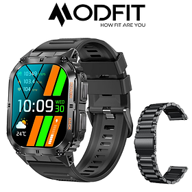 Смарт-годинник чоловічий водонепроникний з компасом Амолед екран  Modfit Navi Compass Black з металевим браслетом