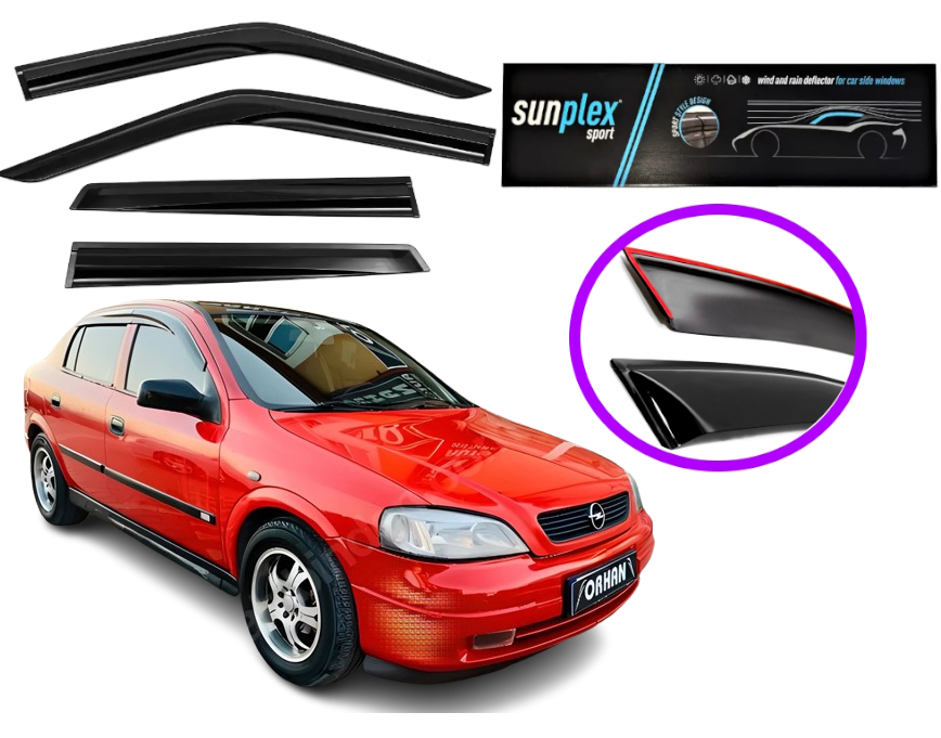 Дефлектори вікон вітровики для Opel Astra G сед / хетч 1998-2009 (скотч) Sunplex