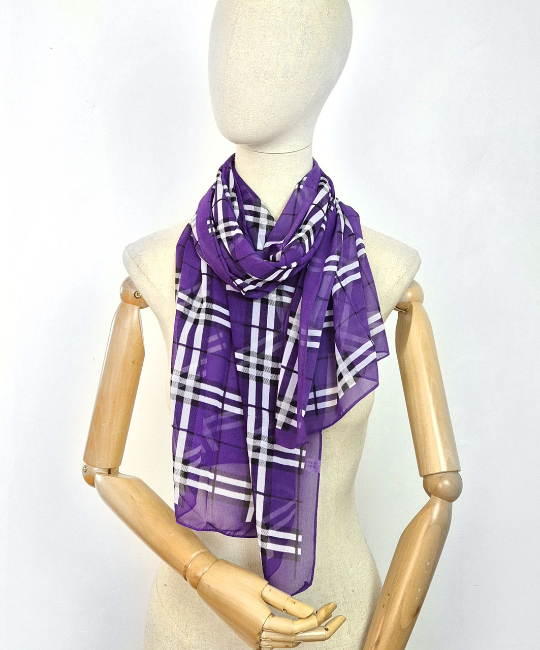 Шарф весняних шифоновий тонкий Флоренсіта фиолетовый, фото 1