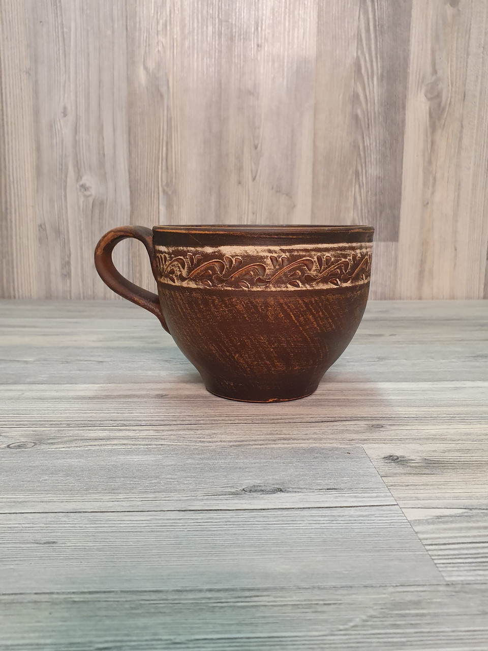 Чашка / глиняний кухоль для чаю, кави (із червоної глини 0,6 л, фото 1
