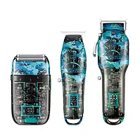 Комбо-набір для стрижки (машинка, тример та електробритва) VGR Professional LImited Edition Set Blue (V-645)