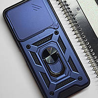 Протиударний чохол зі шторокою та кільцем для Poco M6 4G (Синій) / на поко м6