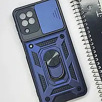 Чохол для Samsung Galaxy M32 4G протиударний зі шторкою і кільцем чохол на телефон самсунг М32 синій