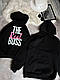 Парні теплі сімейні худорі BOSS з капюшоном на флісі батник для закоханої пари чорні толстовки для сім'ї ( ціна за 1 шт), фото 4
