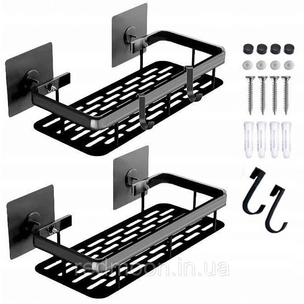 Комплект 2 шт Настінна полиця у ванну до 10 кг (30х13х5,5 см), STORAGE RACK / Металеві полиці для ванної