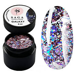 Гель для дизайну з глітером SAGA Professional Galaxy Glitter Gel #2, 8мл