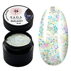 Гель для дизайну з глітером SAGA Professional Galaxy Glitter Gel #9, 8мл