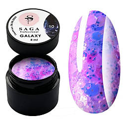 Гель для дизайну з глітером SAGA Professional Galaxy Glitter Gel #10, 8мл