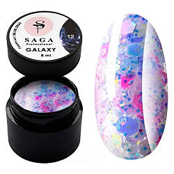Гель для дизайну з глітером SAGA Professional Galaxy Glitter Gel #12, 8мл