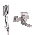 Змішувач для ванни та умивальника Lidz (NKS) — 10 30 007 з неіржавкої сталі квадратний матовий, фото 2