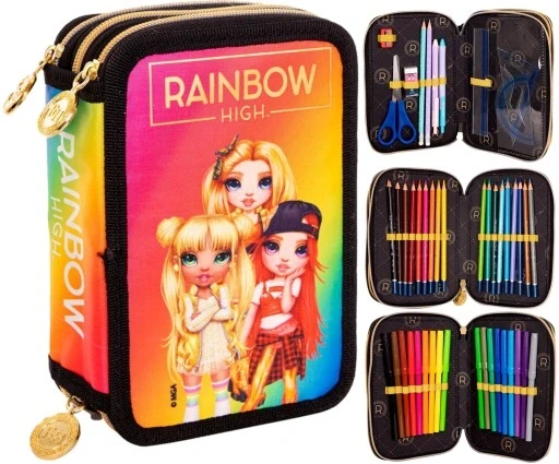 Трьохсекційний розкладний пенал Astrabag Jumbo з комплектуючими для дівчинки Rainbow High