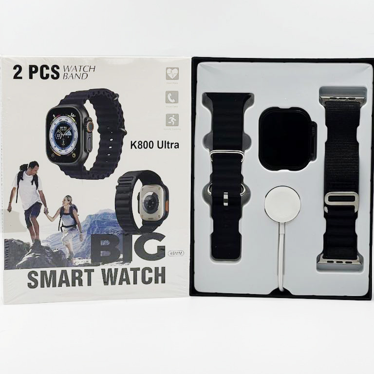 Смарт-годинник Funost K800 Ultra (B/B) 49 мм LCD 2,09" БЗП (з функцією дзвінка), Чорний, ремінець чорний