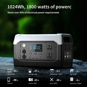Портативна зарядна станція повербанк XPower 1000, 1800 Вт, 1024 Вт г (електростанція для дому, UPS, ДБЖ)