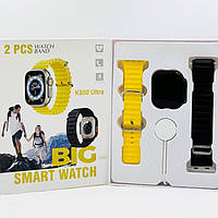 Смарт-годинник Funost K800 Ultra (B/Y) 49 мм LCD 2,09" БЗП (з функцією дзвінка), Чорний, ремінець жовтий