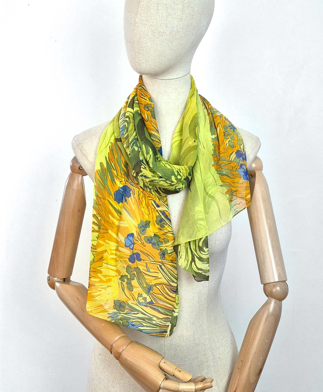 Шарф весняних шифоновий тонкий Флоренсіта салатовий, фото 1