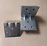 Кут кріпильний рівносторонній 100х100х100х2 мм із двома ребрами жорсткості універсальний монтажний перфорований оцинкований, фото 5