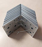 Кут кріпильний рівносторонній 100х100х100х2 мм із двома ребрами жорсткості універсальний монтажний перфорований оцинкований, фото 7