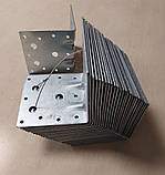 Кут кріпильний рівносторонній 100х100х100х2 мм із двома ребрами жорсткості універсальний монтажний перфорований оцинкований, фото 8