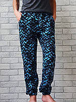 Детские спортивные штаны оптом джогеры с карманами пояс на резинке абстракция серая синяя р.38 40 42 44 46