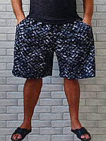 Шорты оптом мужские большого размера супер батал с карманами пояс на резинке (абстракция серая) р.64 68