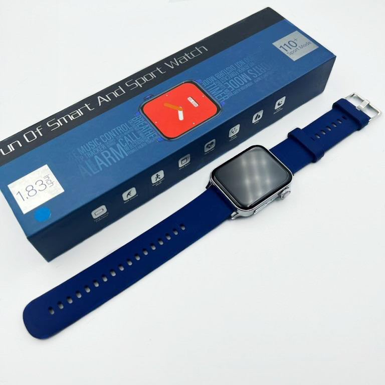 Смарт-годинник Funost T93 LCD 1,83" (з функцією дзвінка), Срібло, ремінець синій