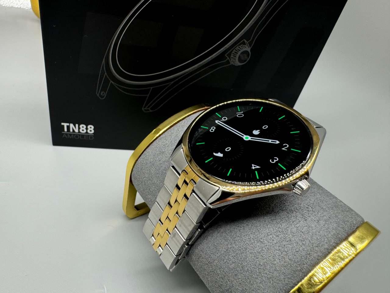 Смарт-годинник Funost TN88 AMOLED 1,43" Metal 5-bead (з функцією дзвінка) Золото/Срібло, ремінець золото