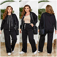 Женский спортивный костюм . Р-48-58. Свободный крой. Кофта на молнии и прямые штаны .