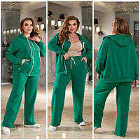 Женский спортивный костюм. Р-48-58. Кофта на молнии и прямые штаны . Женские костюмы свободного кроя .
