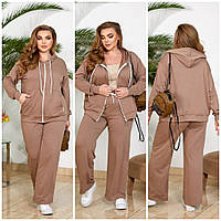 Спортивный костюм женский . Р-48-58. Кофта на молнии и прямые штаны . Женские костюмы свободного кроя .