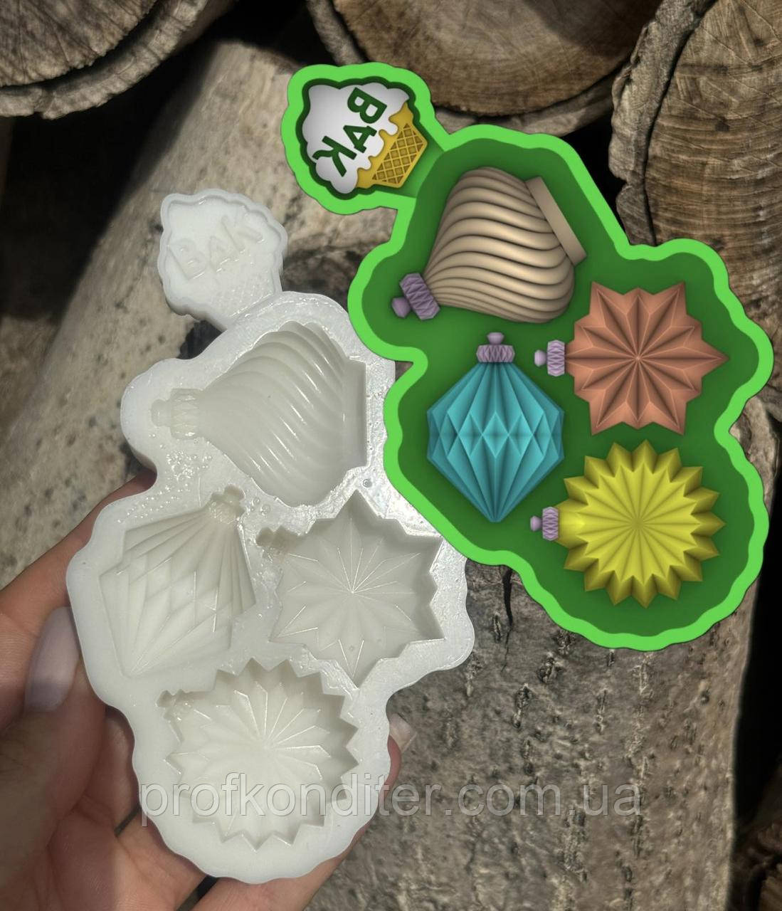 Ексклюзив! Силіконовий молд для шоколаду та ін "Ялинкові іграшки для цукерок №7", фото 1