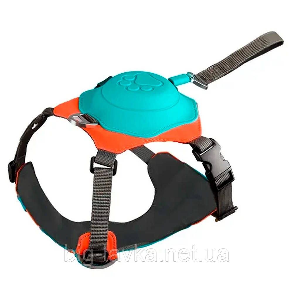Шлейка для собак 2 в 1 з вбудованим повідком-рулеткою S Зелений, фото 1
