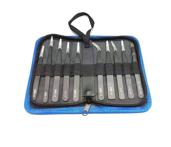 Набір пінцетів у холдері 10 шт., ESD 10-34